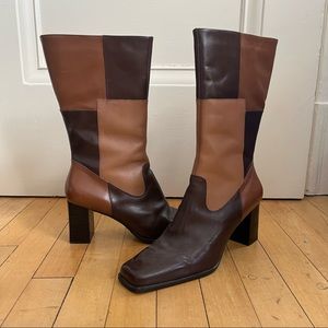 Patchwork mid calf boots!!